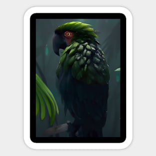 Green Jungle Bird Sticker